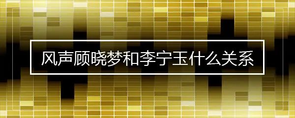 风声顾晓梦和李宁玉什么关系